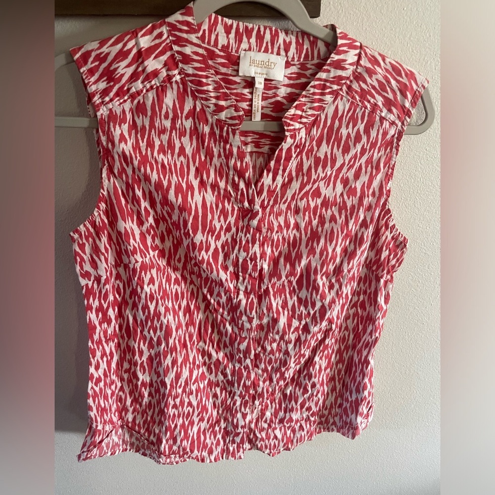 Laundry‎ by Shelli Segal tribal print red blouse size 10